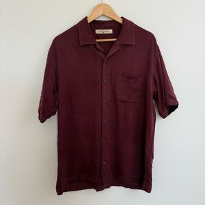 Tommy Bahama Red Silk Button Down Shirt Mens Medium